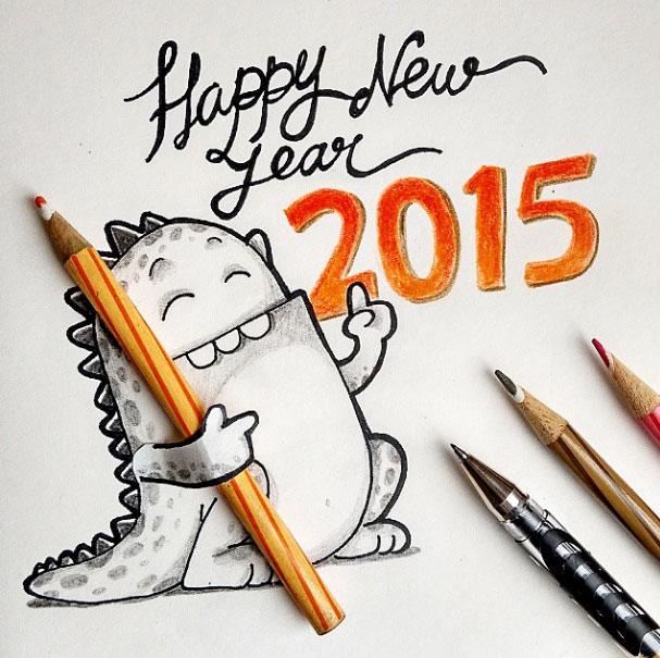 Happy new year greeting card drawing so easy - YouTube